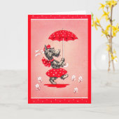 Schottische Hundedame mit Schirm Karte (Gelbe Blume)