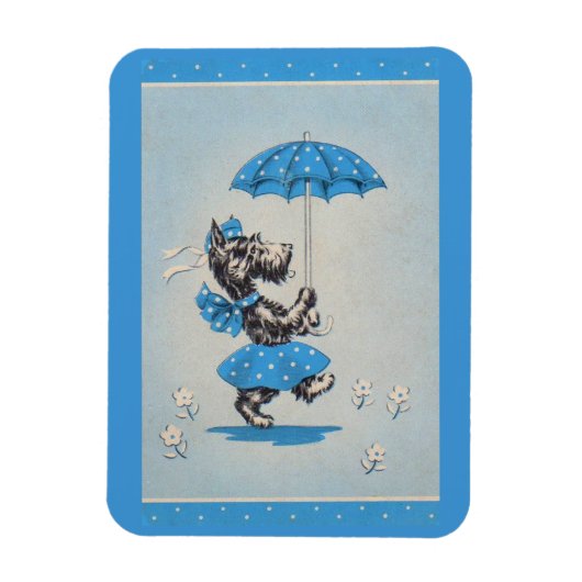 Schottische Hundedame mit Schirm Magnet (Vertikal)