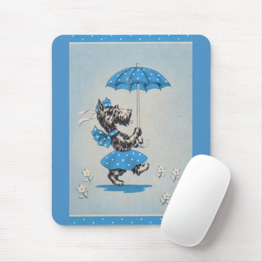 Schottische Hundedame mit Schirm Mousepad (Mit Mouse)