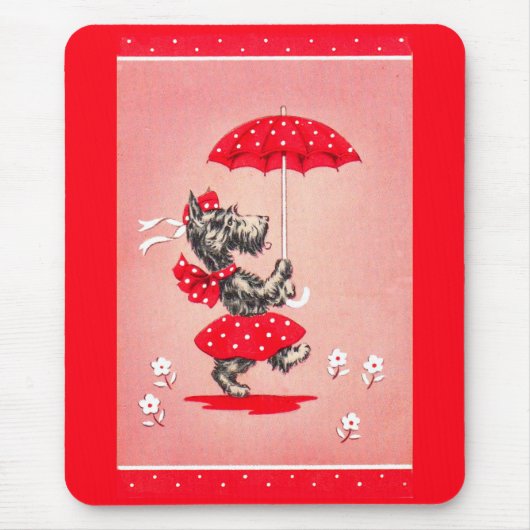 Schottische Hundedame mit Schirm Mousepad (Vorne)
