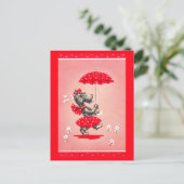 Schottische Hundedame mit Schirm Postkarte (Stehend Vorderseite)