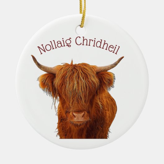 Schottische Kuh Keramik Ornament (Vorne)