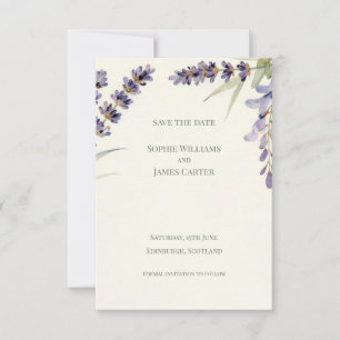 Schottische Lavendel-Blauglocken-Blumen-Hochzeit Save The Date