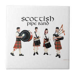 Schottische Pipe Band - Rote Kilts Fliese