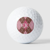 Schottische Raute Pink & Brown: Initials hinzufüge Golfball (Vorderseite)