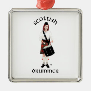 Schottische Schlagzeugerin Ornament Aus Metall