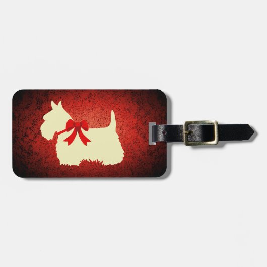 Schottische Silhouette, Granitrot Gepäckanhänger (Vorderseite horizontal)