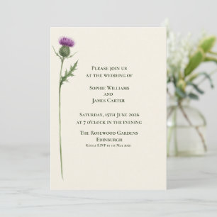 Schottische Single-Distel-Botanical-Hochzeit Einladung