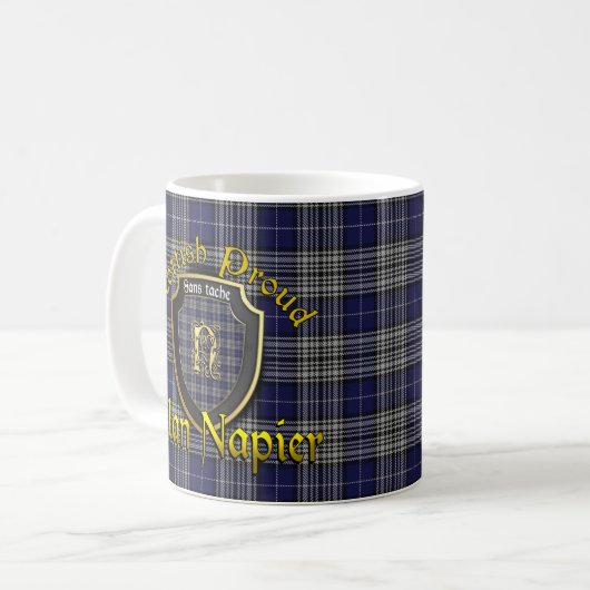 Schottische stolze Schalen-Tassen Clan-Napiers Kaffeetasse (Vorderseite Links)