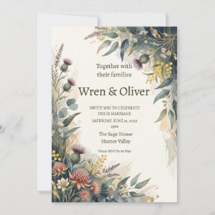 Schottische Tartan-Distel-Blumen-Hochzeitseinladun Einladung
