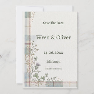 Schottische Tartan-Distel-Blumen-Save-the-Date-Kar Save The Date