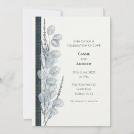 Schottische Tartan- und Lunaria-Hochzeitseinladung Einladung