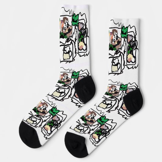 Schottische Terrier-Herzen und grün Socken (Linkes Detail)