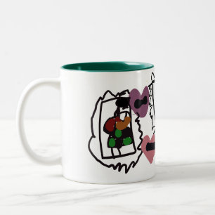 Schottische Terrier-Herzen und grün Zweifarbige Tasse