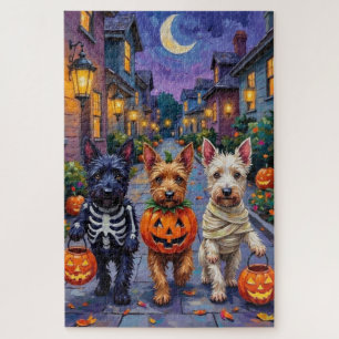 Schottische Terrier-Hunde in Halloween-Kostümen Puzzle