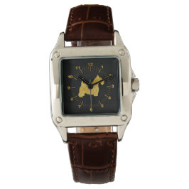 Schottische Terrier in Gold und Black Watch Armbanduhr
