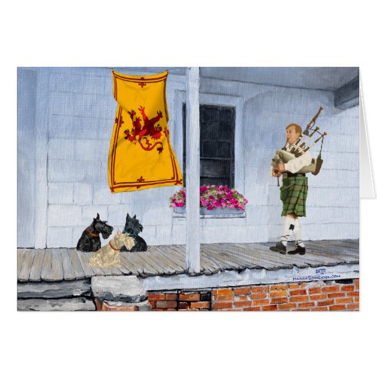 Schottische Terrier mit Bagpiper (Vorderseite (Horizontal))
