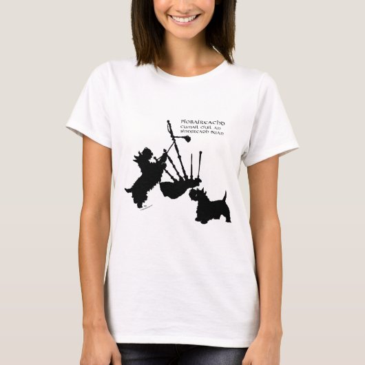 Schottische Terrier mit Great Highland Bagpipe T-Shirt (Vorderseite)