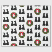 Schottische Terrier mit Weihnachtskranz Geschenkpapier (Flach)