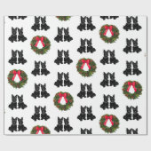 Schottische Terrier mit Weihnachtskranz Geschenkpapier (Flach)