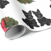 Schottische Terrier mit Weihnachtskranz Geschenkpapier (Rolleneckpunkt)