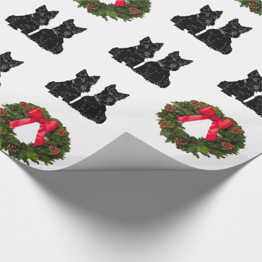 Schottische Terrier mit Weihnachtskranz Geschenkpapier (Ecke)