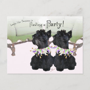 Schottische Terrier Party Tier Einladungspostkarte