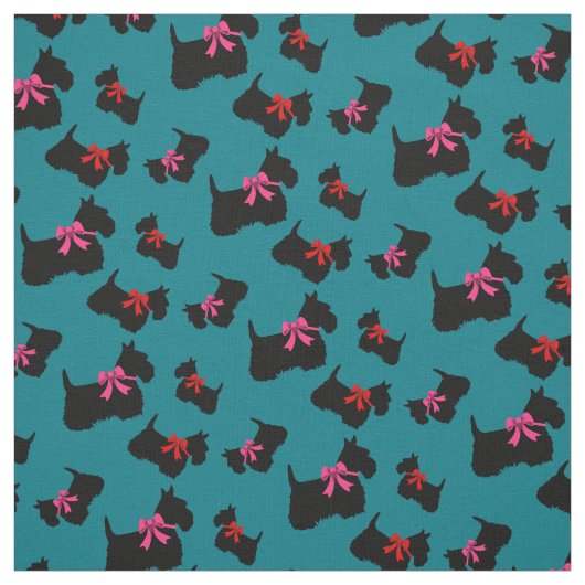 Schottische Terrier, rote Herzen, rot/rosa Bug Stoff (Muster)