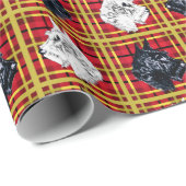 Schottische Terrier, Schwarz und Weiß karierte Ges Geschenkpapier (Rolleneckpunkt)