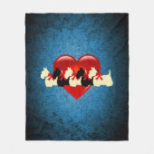 Schottische Terrier, schwarz, Weizen, Herz, blau Fleecedecke (Vorderseite)