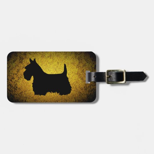Schottische Terrier, schwarze Silhouette, Granitgo Gepäckanhänger (Vorderseite horizontal)