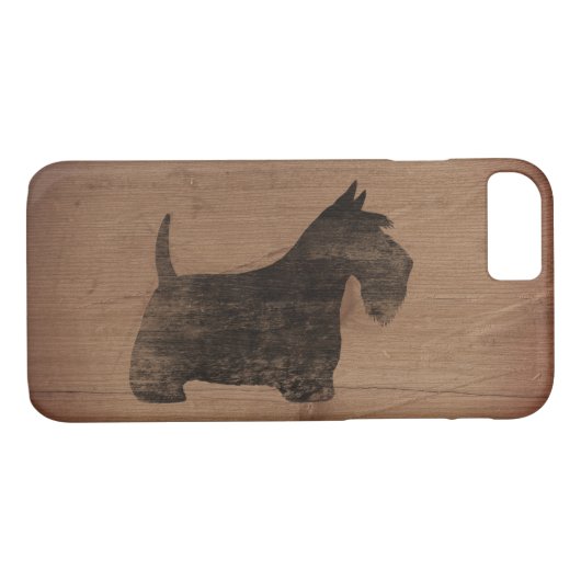 Schottische Terrier-Silhouette rustikal Case-Mate iPhone Hülle (Rückseite (Horizontal))