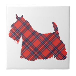 Schottische Terrier-Tartan-Silhouette Fliese