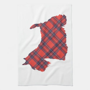 Schottische Terrier-Tartan-Silhouette Geschirrtuch