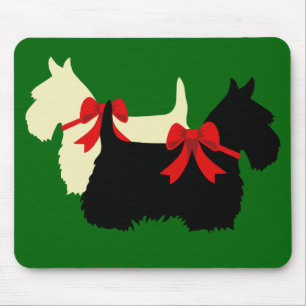 Schottische Terrier/Terrier Silhouette, Insel grün Mousepad