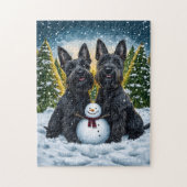 Schottische Terrier und Winter Snowman Puzzle (Vertikal)