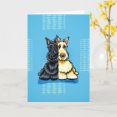 Schottische Terrier zwei einer Art Karte (Gelbe Blume)