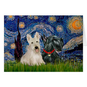 Schottische Terrier (zwei-SW) - Sternennacht