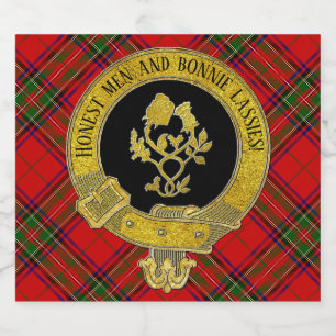 Schottische Toast-Rose und -distel auf Tartan Bierflaschenetikett