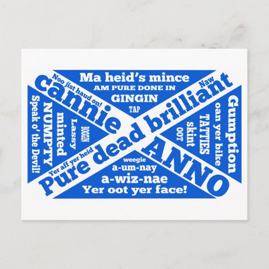 Schottische Umgangssprache und Phrasen Postkarte (Vorderseite)
