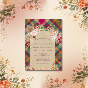 schottische vintage-boho-chic-grün-hochzeit einladung