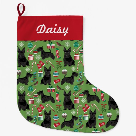 schottische Weihnachtsbaum-Strumpf-Schottendesign Großer Weihnachtsstrumpf (Vorderseite)