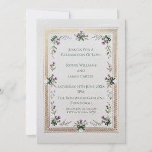 Schottische Wildblumen-Rahmen-Hochzeitseinladung Einladung