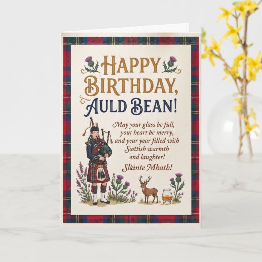 Schottischer Auld Bean Geburtstag Karte (Gelbe Blume)