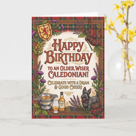 Schottischer Caledonian Geburtstag Karte (Gelbe Blume)