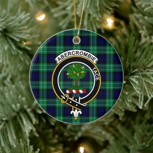 Schottischer Clan Abercrombie Jagd Tartan und Wapp Keramik Ornament (Baum)
