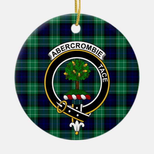 Schottischer Clan Abercrombie Jagd Tartan und Wapp Keramik Ornament (Vorne)