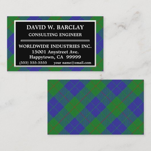 Schottischer Clan-Barclay-JagdTartan kariert Visitenkarte (Vorne/Hinten)
