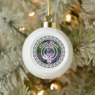 Schottischer Clan Blair Tartan und Wappen Keramik Kugel-Ornament