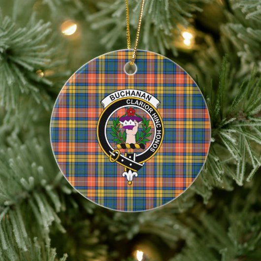 Schottischer Clan Buchanan Ancient Tartan und Wapp Keramik Ornament (Baum)